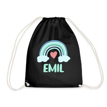 Emil Name Rainbow Baby - Drawstring Bag - black - Front