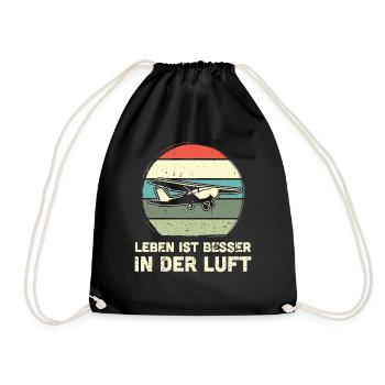 Modellflugzeug Modellflieger Modellbau Flugzeug - Turnbeutel - Schwarz - Vorne