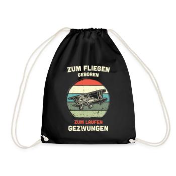 Modellflugzeug Modellflieger Modellbau Flugzeug - Turnbeutel - Schwarz - Vorne