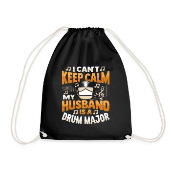 My husband is a drum major - Drawstring Bag - black - Front