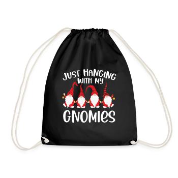 Hanging with My Gnomies Funny Christmas Gnomes - Drawstring Bag - black - Front