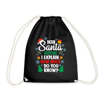 Drôle de Noël Père Noël Enfants et famille - Sac de sport léger - noir - Devant