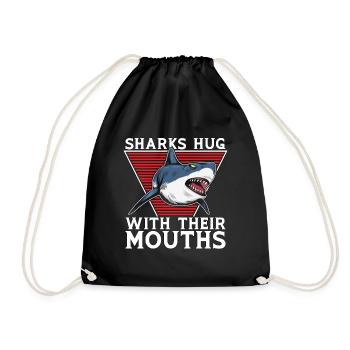 Marine Biology Shark Hug With Underwater Animals - Drawstring Bag - black - Front
