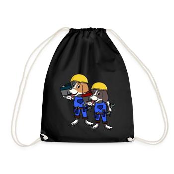 Crafts Craftsmen Construction Site Professions Dogs Job - Drawstring Bag - black - Front