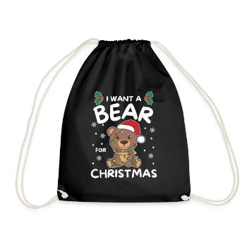 Je veux un ours pour Noël ours mignons - Sac de sport léger - noir - Devant
