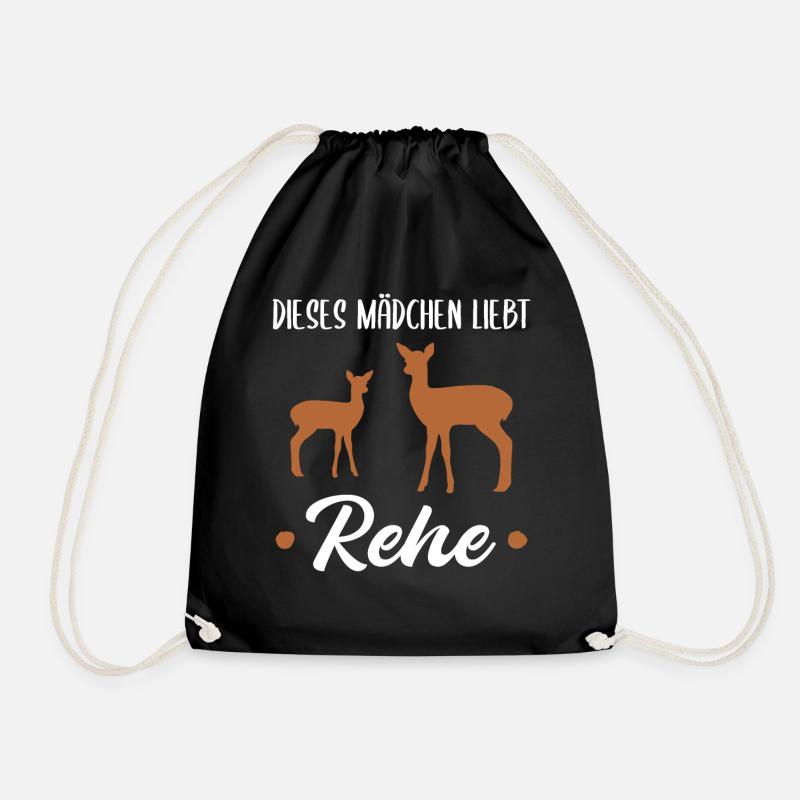 Reh Rehkitz Waldtiere Mädchen Geschenk - Turnbeutel - Schwarz