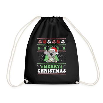 Joyeux Noël rétro moche Noël Koala - Sac de sport léger - noir - Devant