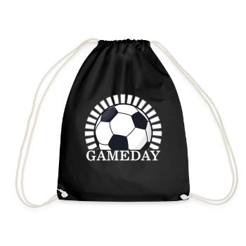 Gameday Shirt, Soccer Tee, Sports Parent Support - Drawstring Bag - black - Front