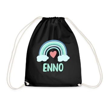 Enno Name Regenbogen Baby - Turnbeutel - Schwarz - Vorne