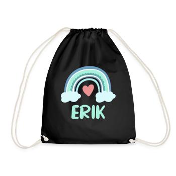 Erik Name Rainbow Baby - Drawstring Bag - black - Front