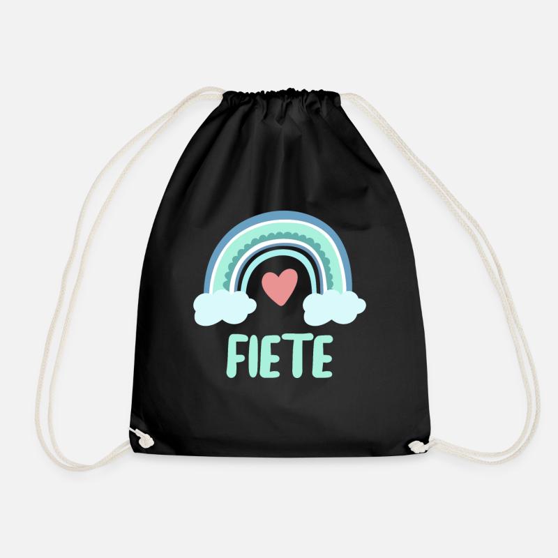 Fiete Name Regenbogen Baby - Turnbeutel - Schwarz