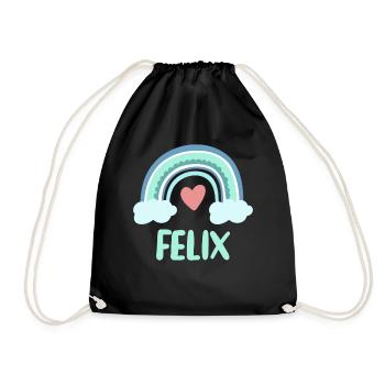 Felix Name Regenbogen Baby - Turnbeutel - Schwarz - Vorne