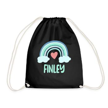 Finley Name Rainbow Baby - Drawstring Bag - black - Front