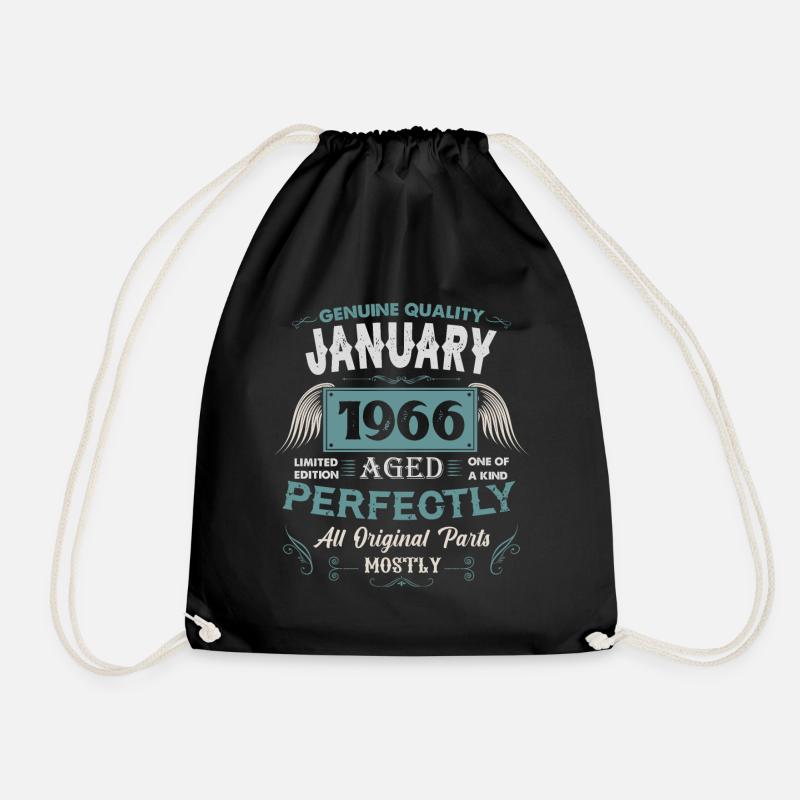 Januar 1966 Vintage Geburtstag Geschenk - Turnbeutel - Schwarz
