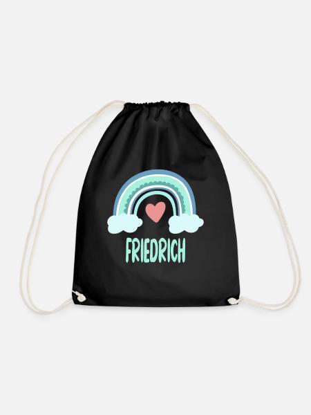 Friedrich Name Regenbogen Baby - Turnbeutel - Schwarz