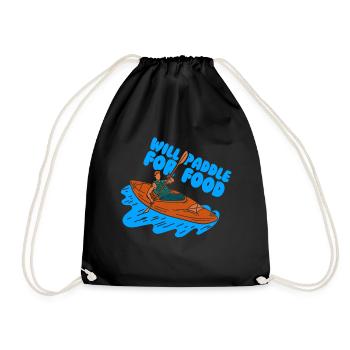 Paddling for Food Kayak Hobby Kayaking - Drawstring Bag - black - Front