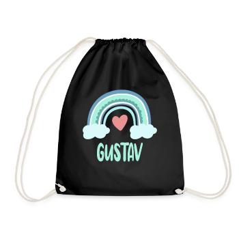 Gustav Name Rainbow Baby - Drawstring Bag - black - Front
