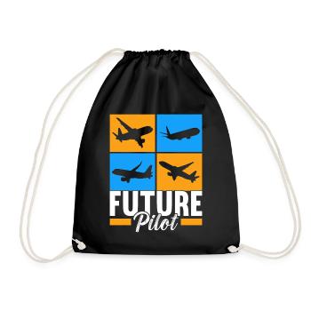 Pilot Flugzeug - Turnbeutel - Schwarz - Vorne