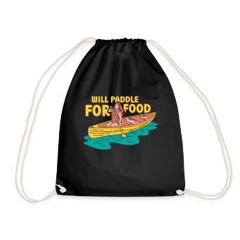 Paddling For Food Hobby Kayaking Kayaking Kayak - Drawstring Bag - black - Front