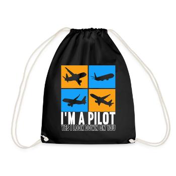 Pilot Flugzeug - Turnbeutel - Schwarz - Vorne