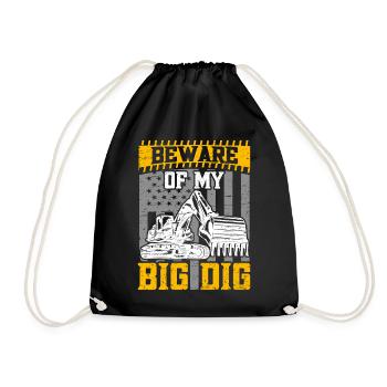 Funny construction workers & construction site excavator drivers - Drawstring Bag - black - Front