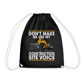 Funny construction workers & construction site excavator drivers - Drawstring Bag - black - Front