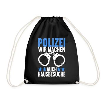 Polizei Polizist - Turnbeutel - Schwarz - Vorne