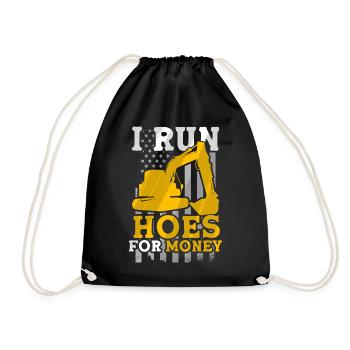Funny construction workers & construction site excavator drivers - Drawstring Bag - black - Front