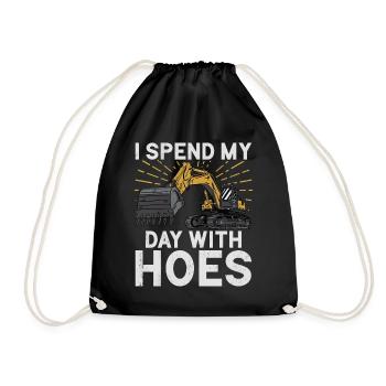 Funny construction workers & construction site excavator drivers - Drawstring Bag - black - Front