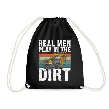 Funny construction workers & construction site excavator drivers - Drawstring Bag - black - Front