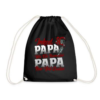 Inked Papa Wie Ein Normaler Papa Nur Viel Cooler - Turnbeutel - Schwarz - Vorne