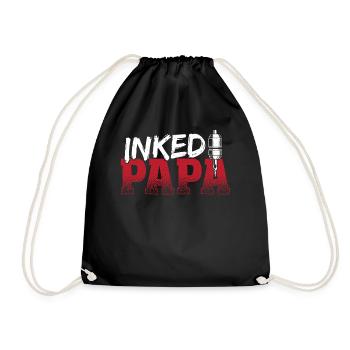 Inked Papa Tattooed Dad Artistic Tattoo Artist - Drawstring Bag - black - Front