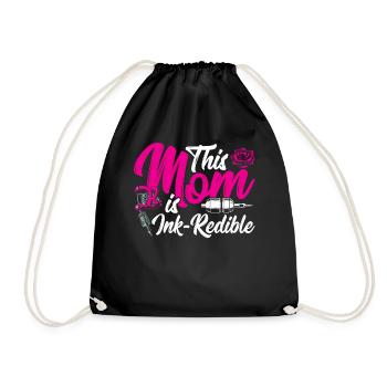 This Mom is Ink-redible Tattooists Pink - Drawstring Bag - black - Front