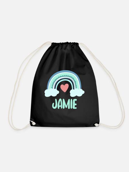 Jamie Name Rainbow Baby - Drawstring Bag - black