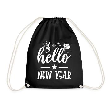 Hello New Year - Frohes Neues Jahr - Drawstring Bag - black - Front