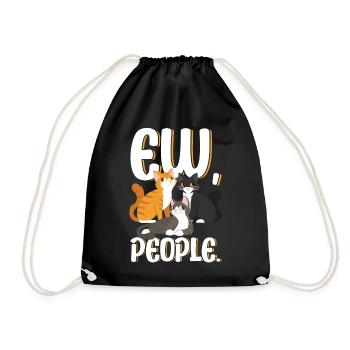 Ew People Funny Cat Saying - Drawstring Bag - black - Front