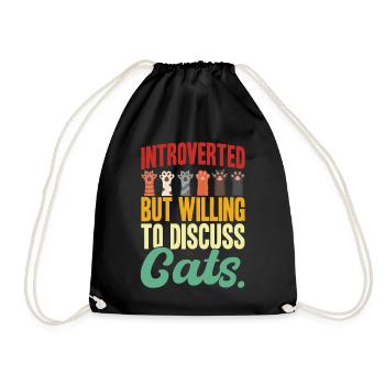Introverted But Willing To Discuss Cats - Turnbeutel - Schwarz - Vorne
