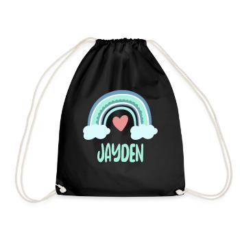 Jayden Name Rainbow Baby - Drawstring Bag - black - Front