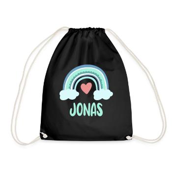 Jonas Name Rainbow Baby - Drawstring Bag - black - Front