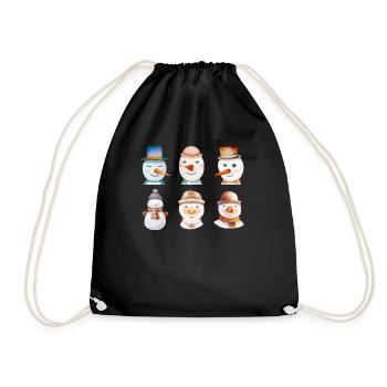 Snowman Faces - Drawstring Bag - black - Front