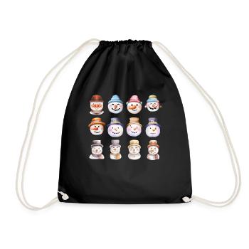 Snowman Faces - Drawstring Bag - black - Front