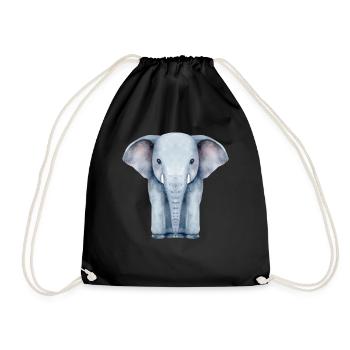 Watercolour Elephant - Drawstring Bag - black - Front