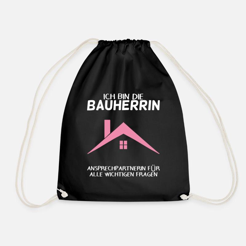 Bauherrin Eigenheim Hausbau Baustelle Richtfest - Turnbeutel - Schwarz