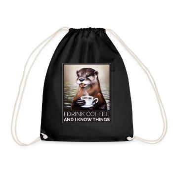 Loutre Je bois du café et je sais - Sac de sport léger - noir - Devant