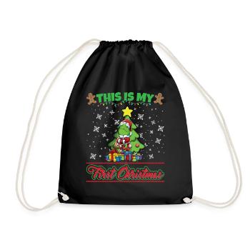 This Is My First Christmas Toddler One Year X-Mas - Turnbeutel - Schwarz - Vorne