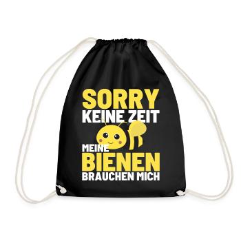 KEINE ZEIT MEIN VOLK BRAUCHT MICH Bienen Honig - Turnbeutel - Schwarz - Vorne