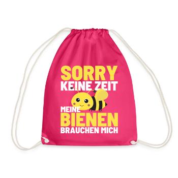 KEINE ZEIT MEIN VOLK BRAUCHT MICH Bienen Honig - Turnbeutel - Fuchsia - Vorne