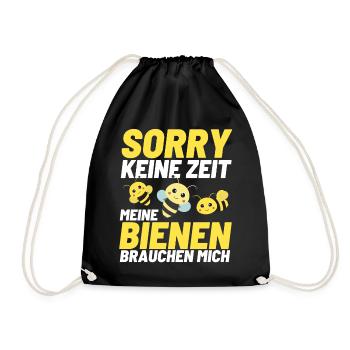 KEINE ZEIT MEIN VOLK BRAUCHT MICH Bienen Honig - Turnbeutel - Schwarz - Vorne