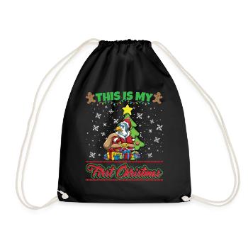 This Is My First Christmas Toddler One Year X-Mas - Turnbeutel - Schwarz - Vorne