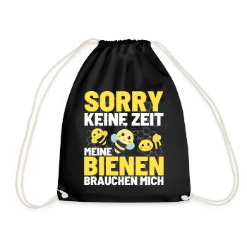 KEINE ZEIT MEIN VOLK BRAUCHT MICH Bienen Honig - Turnbeutel - Schwarz - Vorne